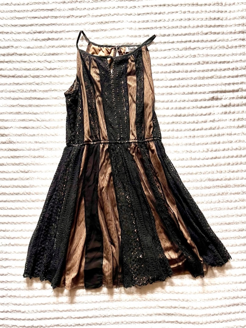 🔥 Black Nude Lace Fit & Flare Mini Dress Size M